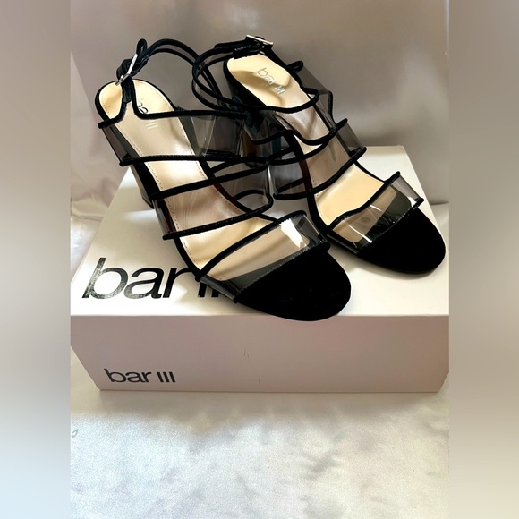 Bar III Shoes - New Bar III Black/Vinyl Bernicep Heels